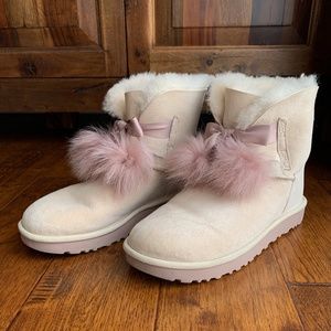 Women's Pink Ugg Gita Pom Pom Boots